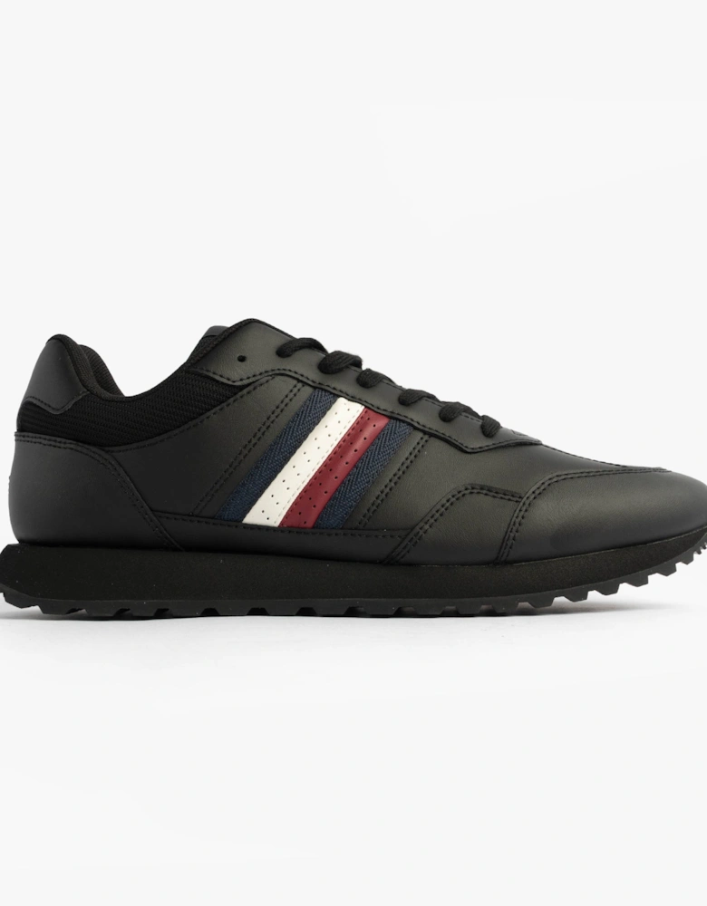 Mens Signature Tape Cleat Leather Trainers Black
