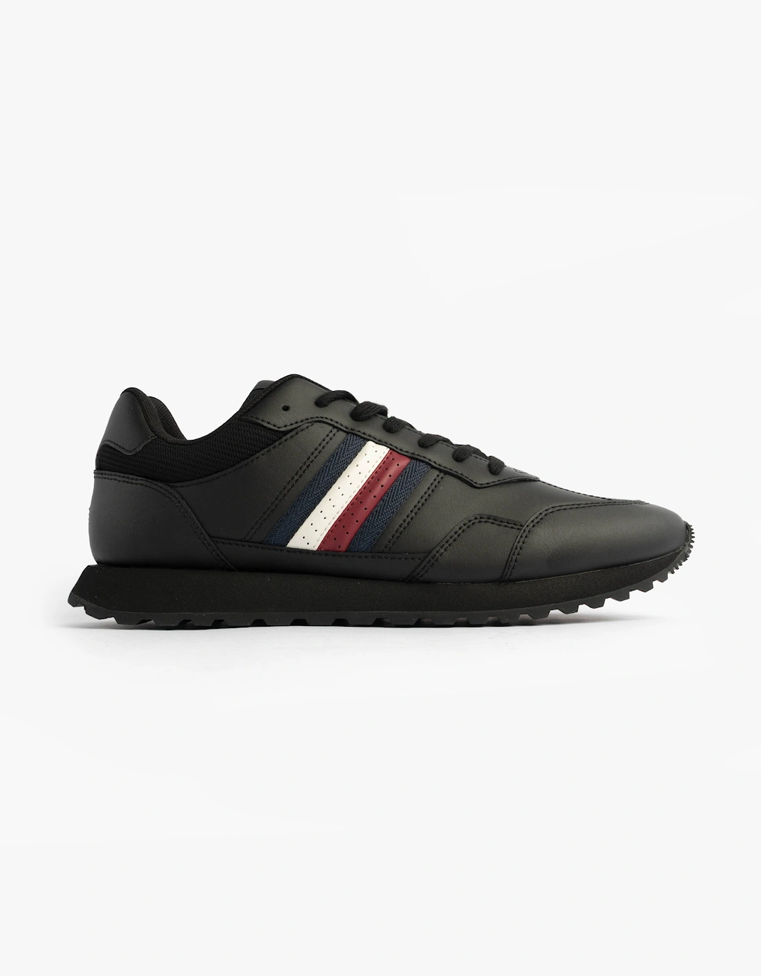 Tommy Hilfiger Signature Tape Cleat Leather Trainers Black - Men's - Size UK 10 - Image 3