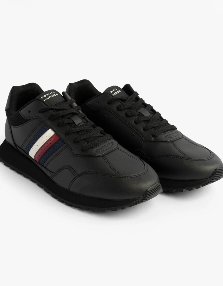 Mens Signature Tape Cleat Leather Trainers Black