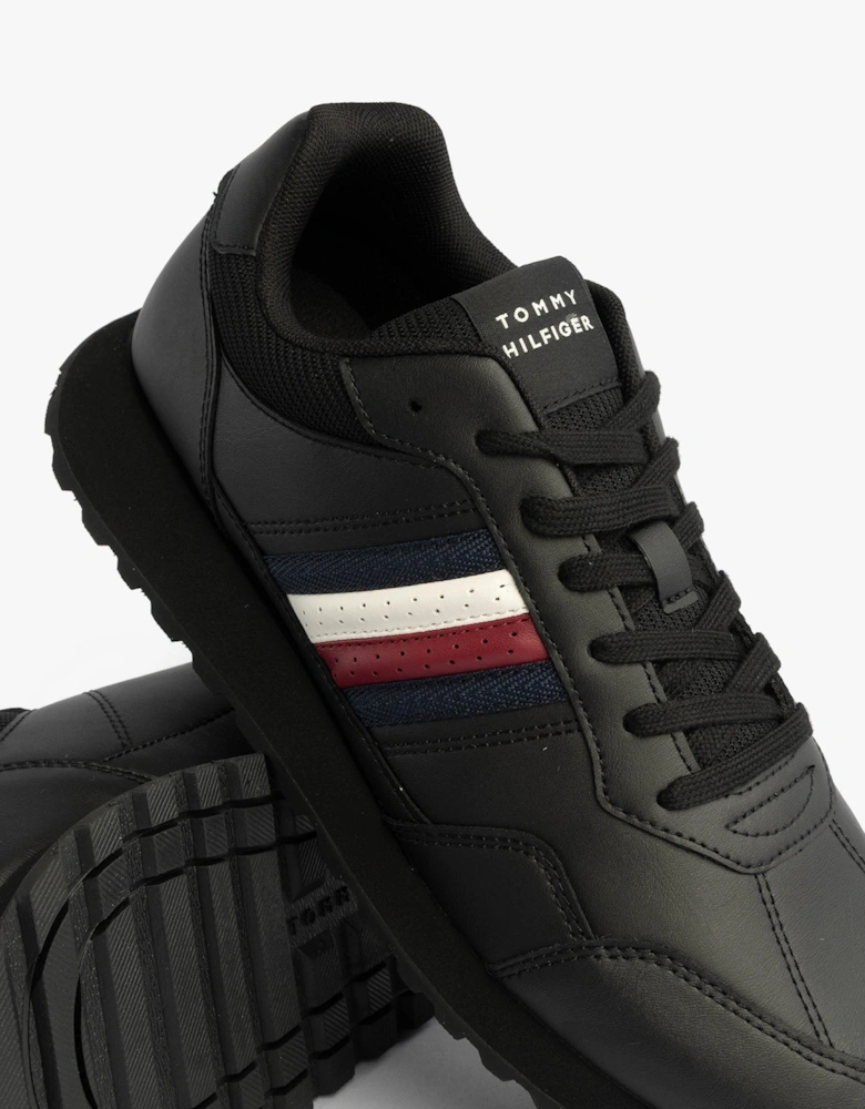 Mens Signature Tape Cleat Leather Trainers Black