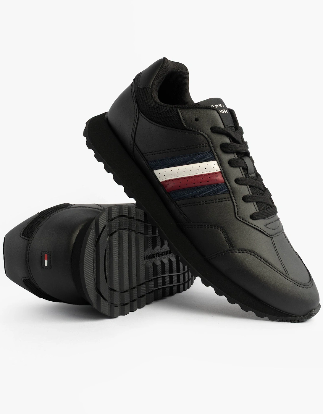 Mens Signature Tape Cleat Leather Trainers Black