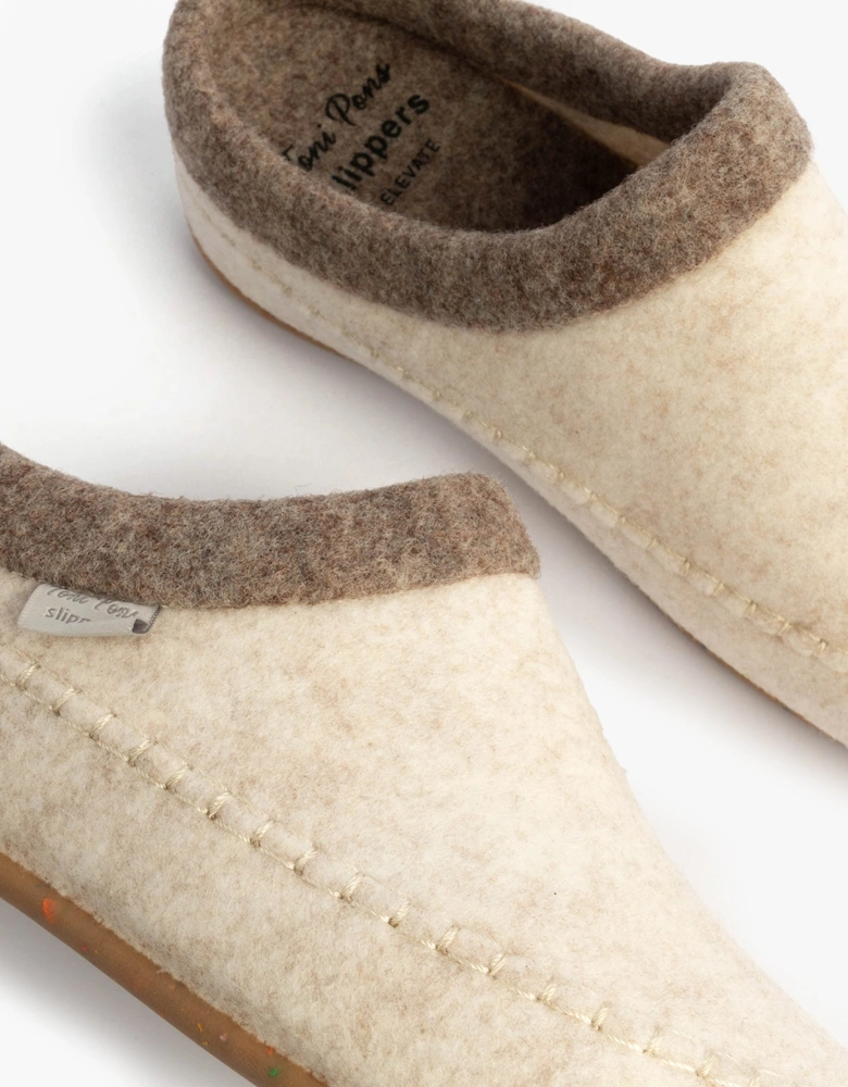 ALBONS Womens Wedge Mule Slippers Beige
