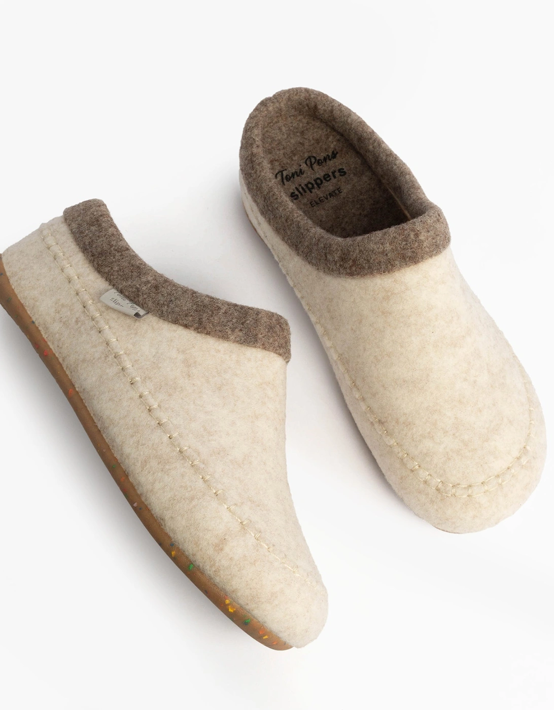 ALBONS Womens Wedge Mule Slippers Beige