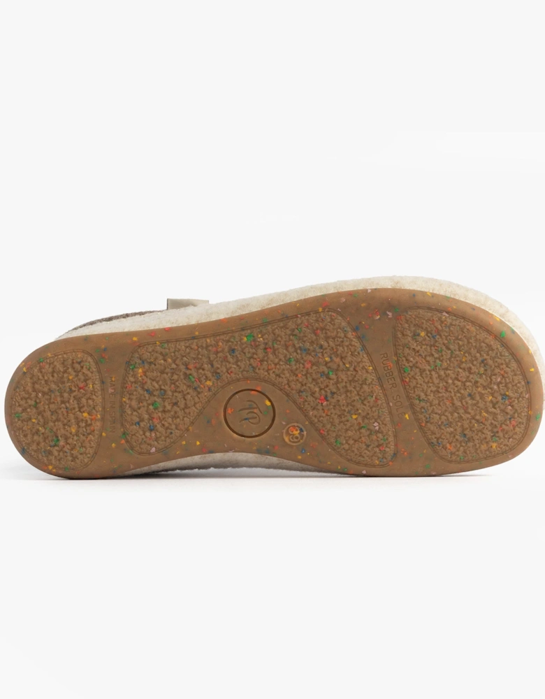ALBONS Womens Wedge Mule Slippers Beige