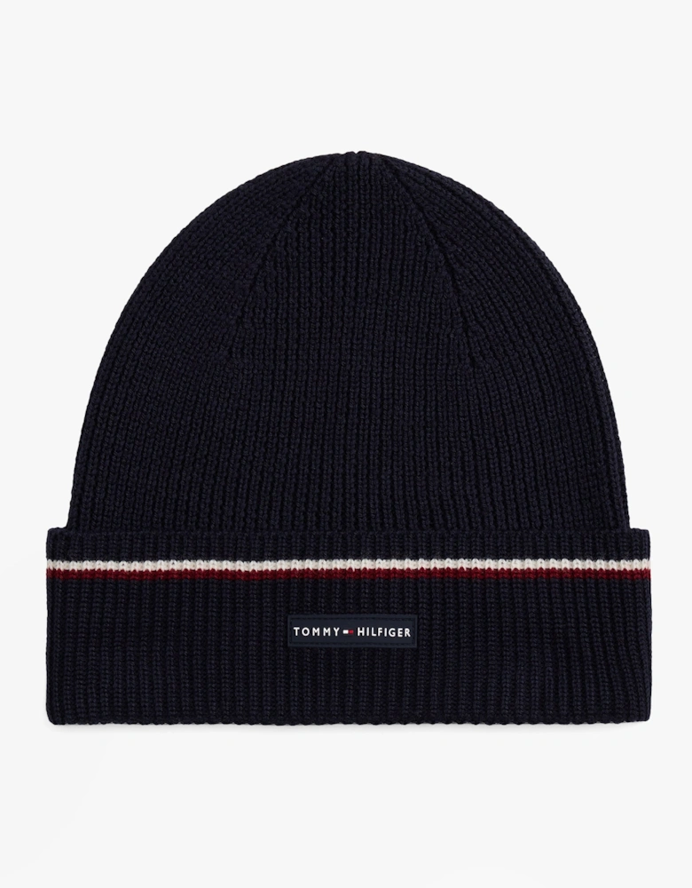 Signature Tape Mens Wool Beanie Blue