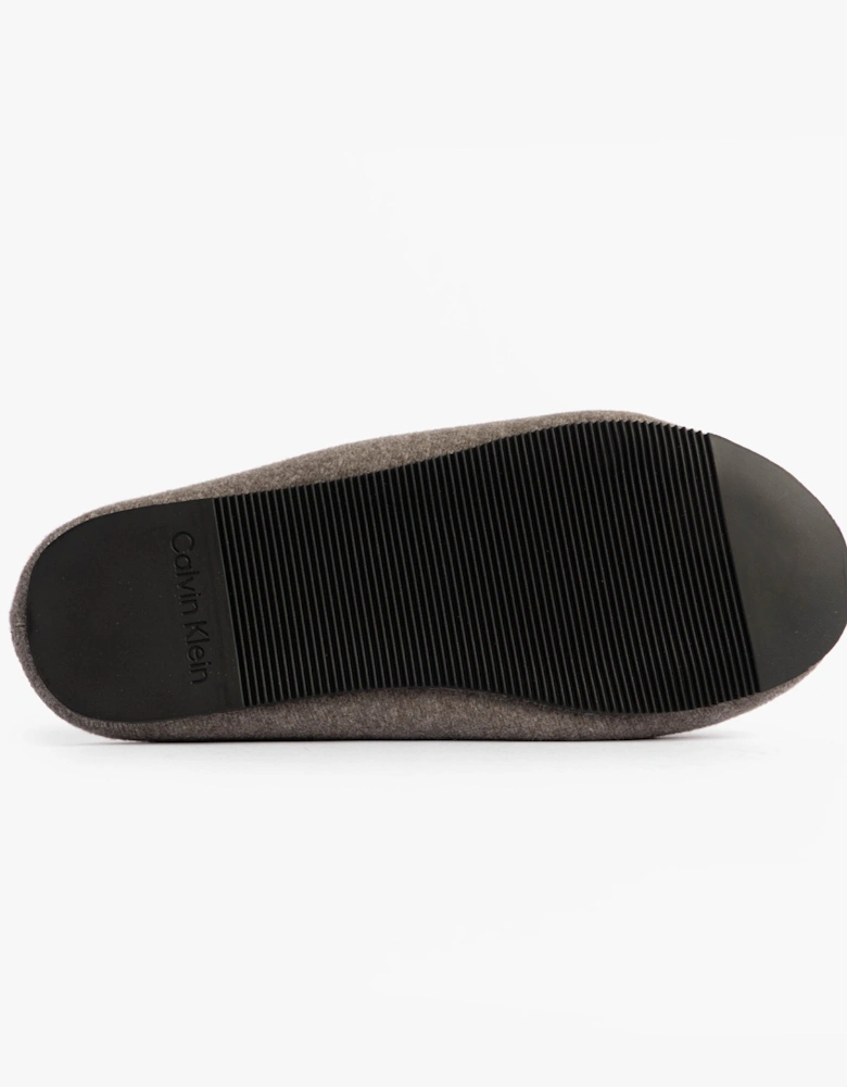 Mens HOME Felt Signature Logo Mule Slippers Grey