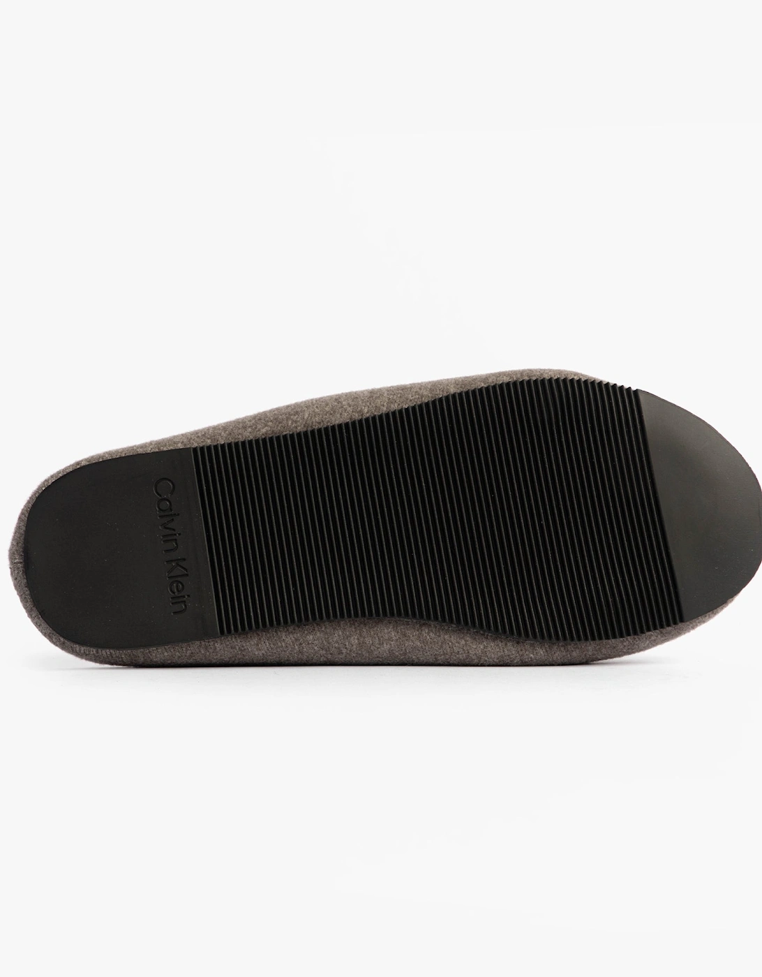 Mens HOME Felt Signature Logo Mule Slippers Grey