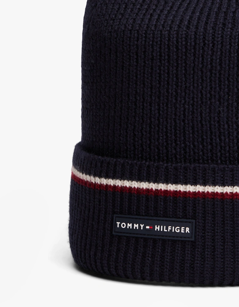 Signature Tape Mens Wool Beanie Blue