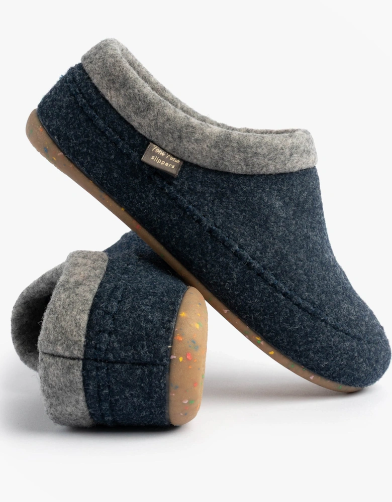 ALBONS Womens Wedge Mule Slippers Blue