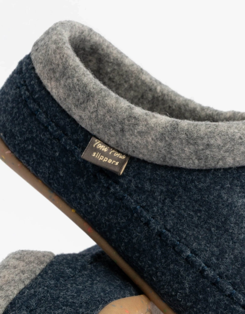 ALBONS Womens Wedge Mule Slippers Blue