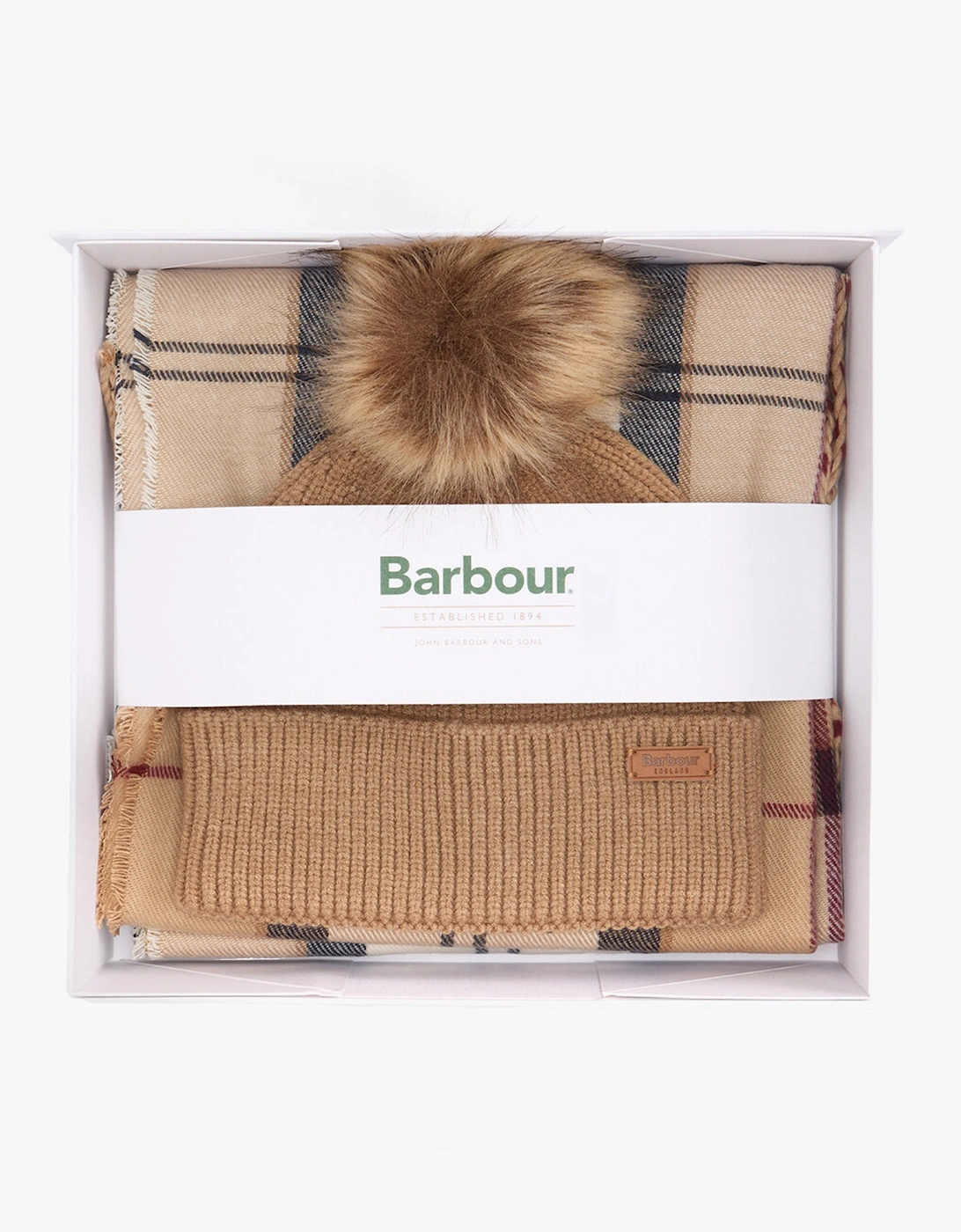 DOVER BEANIE & HAILES SCARF Gift Set Womens Hessian Tartan