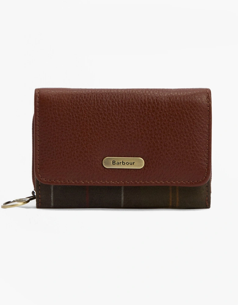 ROSA LEATHER French Purse Womens Brown/Classic Tartan