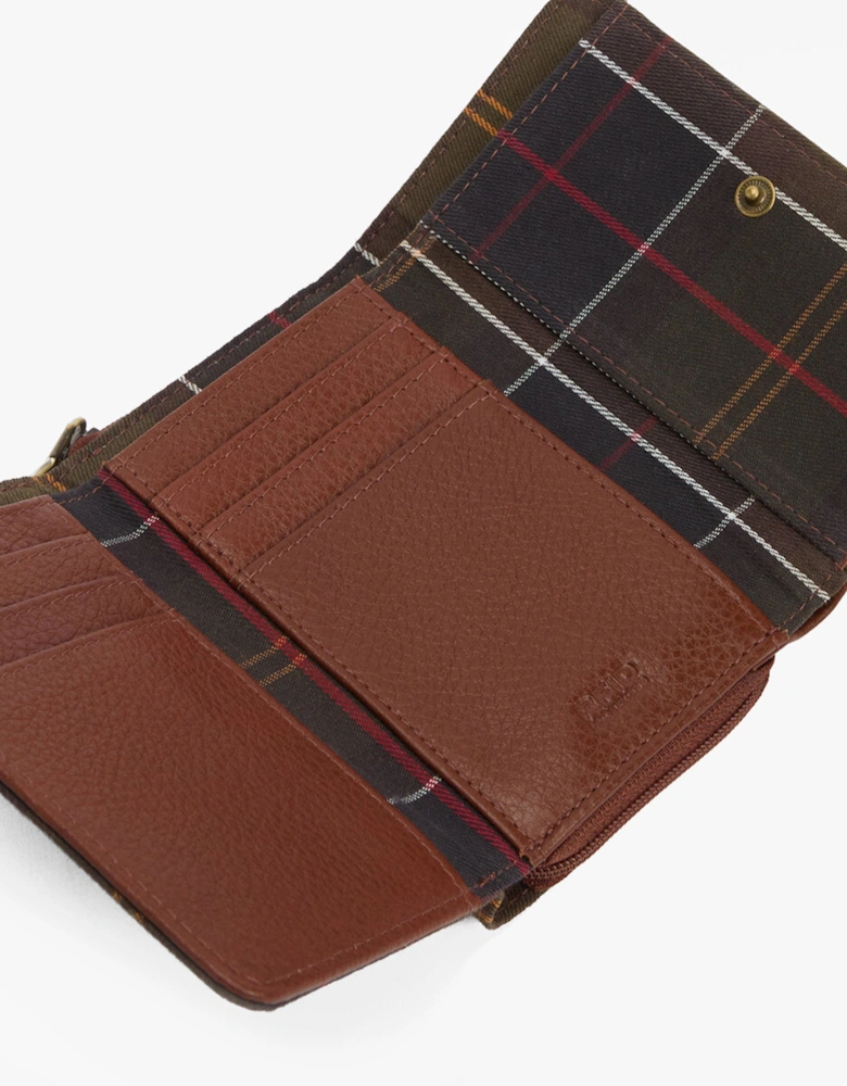ROSA LEATHER French Purse Womens Brown/Classic Tartan