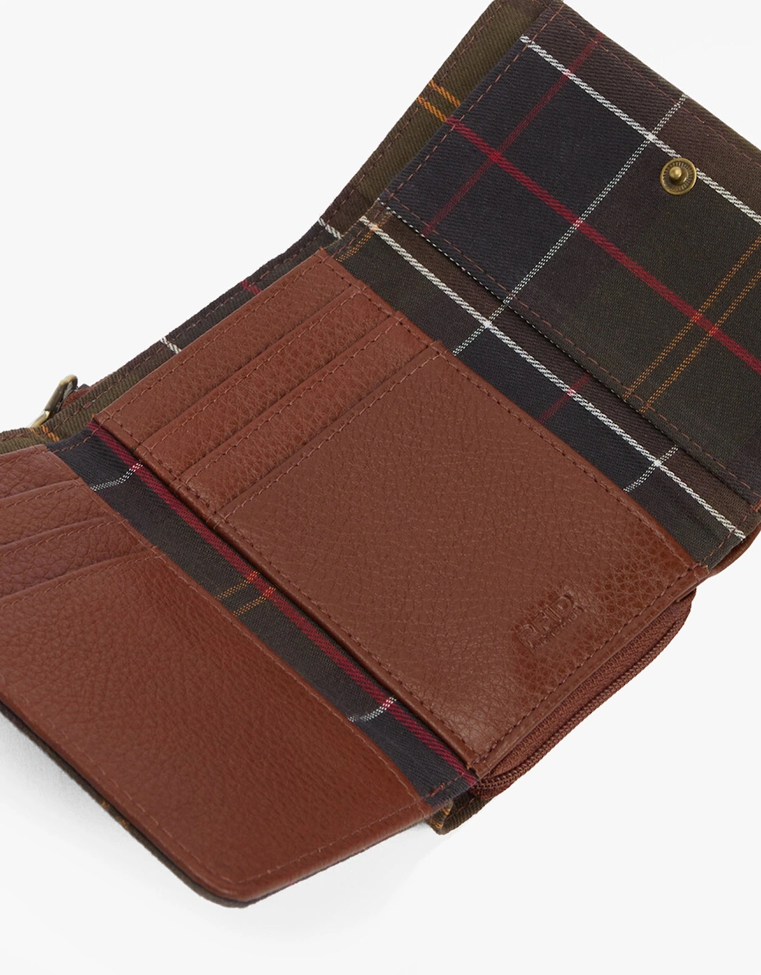 ROSA LEATHER French Purse Womens Brown/Classic Tartan
