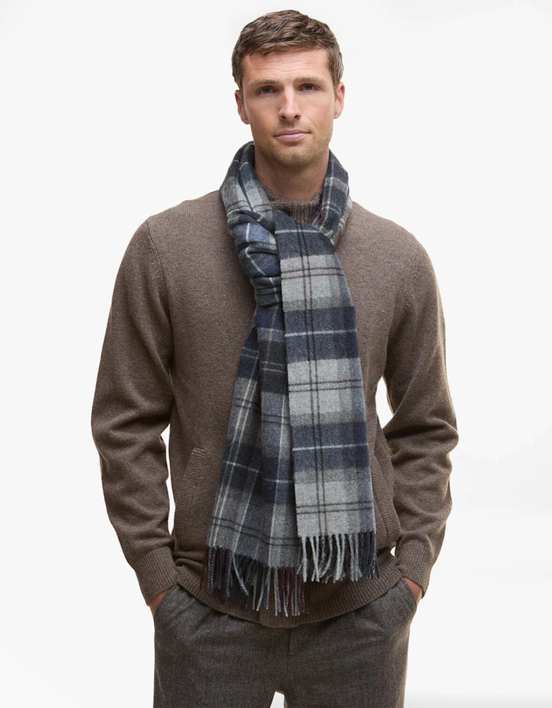 WOOL CASHMERE TARTAN Mens Winter Grey Midnight