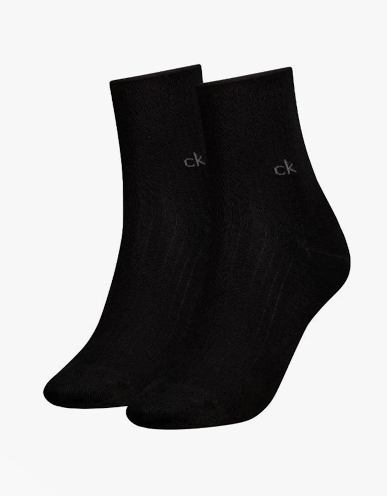 2 Pack Shorty Roll Top Womens Socks Black