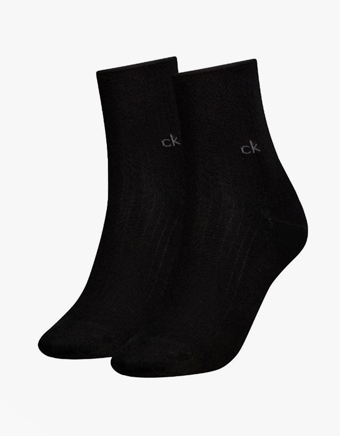 2 Pack Shorty Roll Top Womens Socks Black, 3 of 2