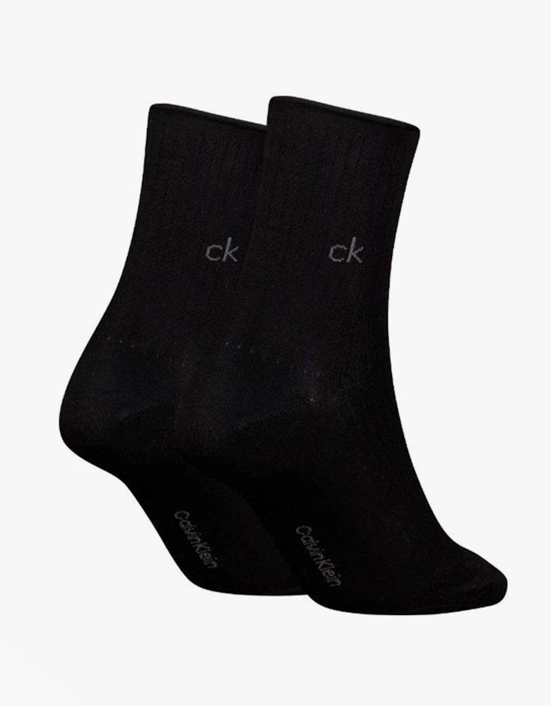 2 Pack Shorty Roll Top Womens Socks Black