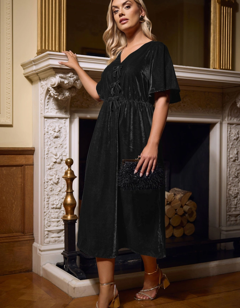 Velvet Bow Maxi Dress