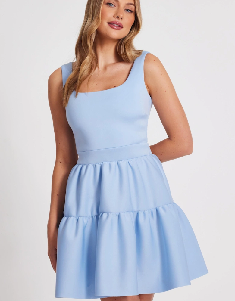 Light Blue Tiered Skater Mini Dress