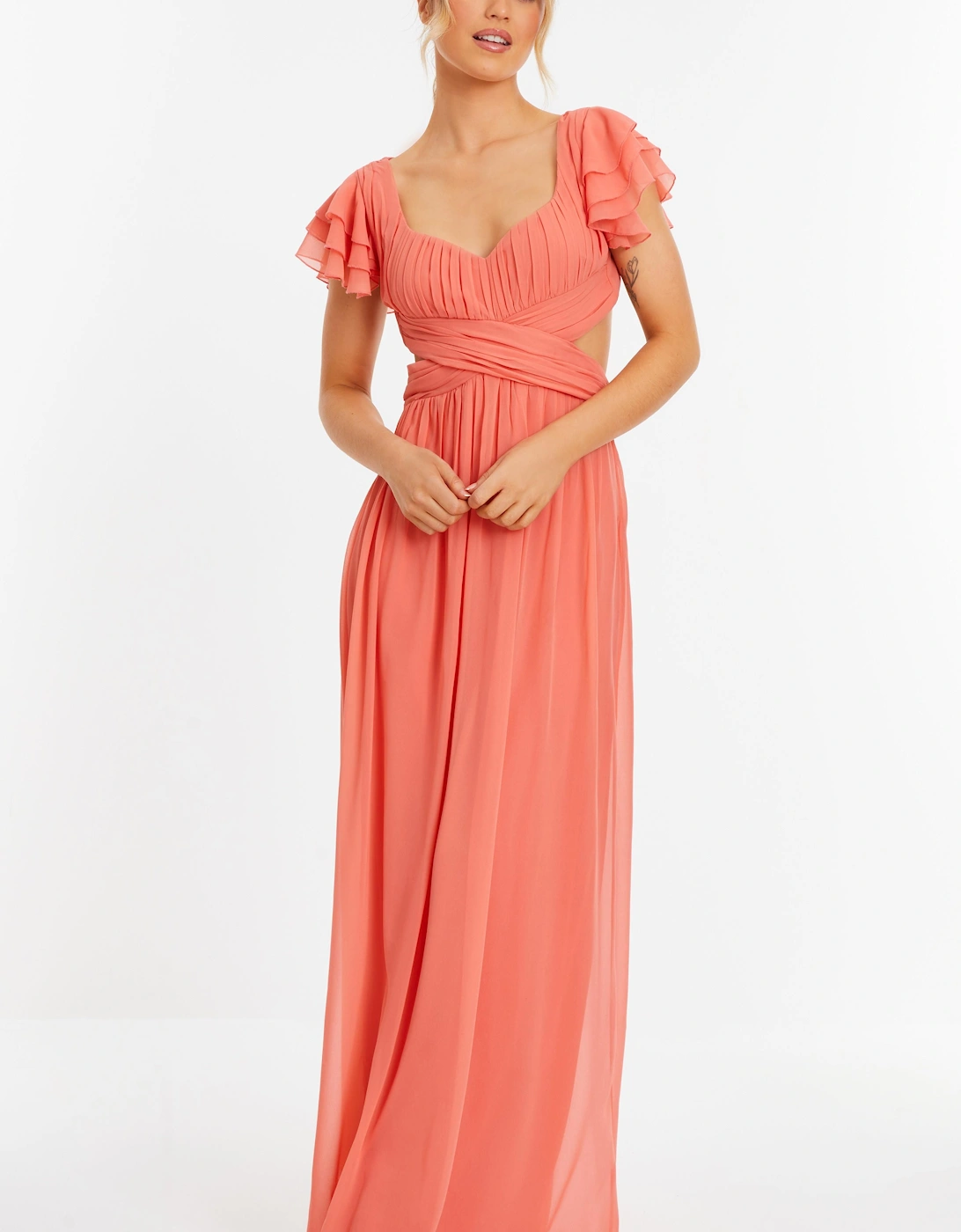 Orange Chiffon Backless Maxi dress, 2 of 1
