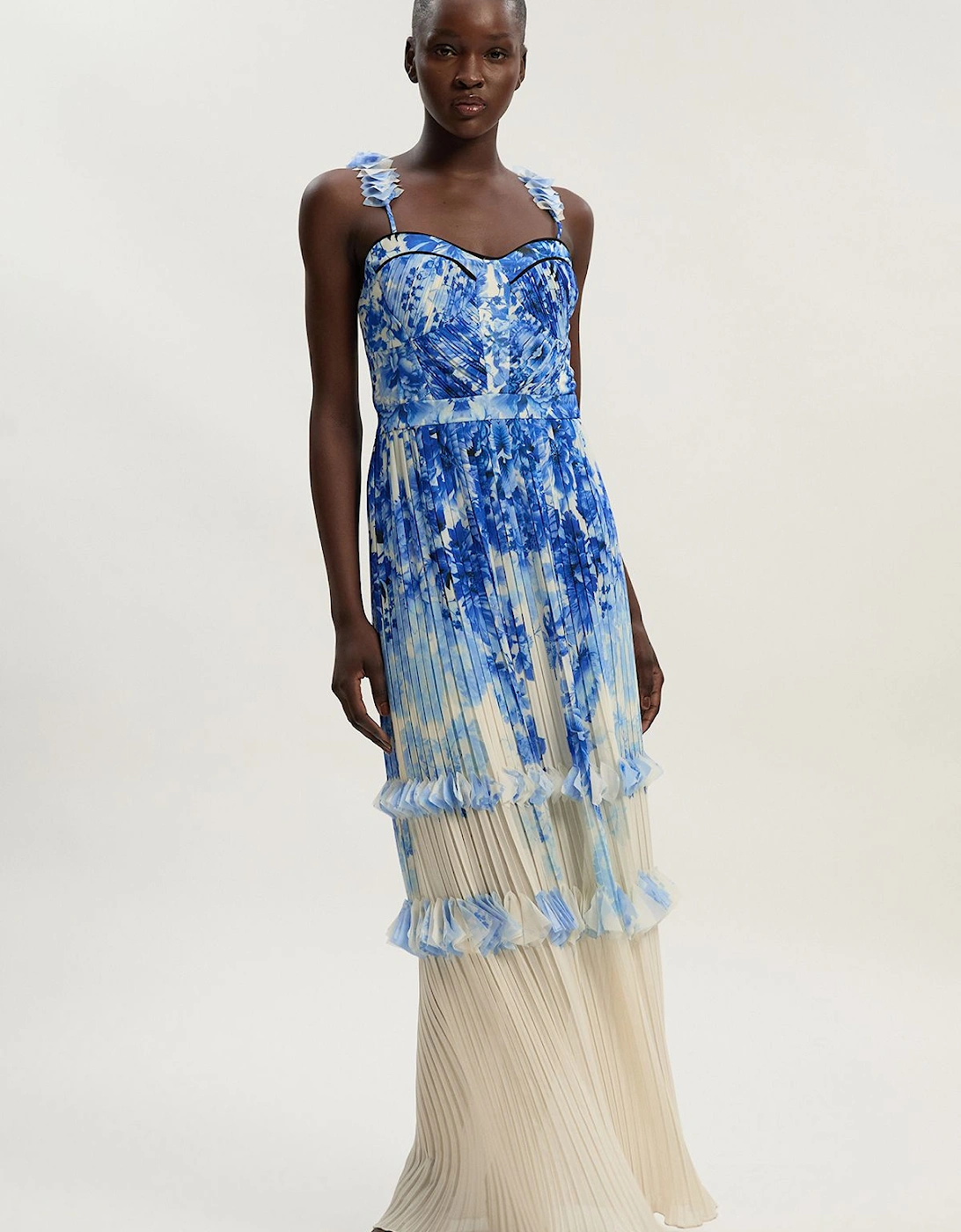 Pleat Detail Strappy Woven Maxi Dress, 2 of 1