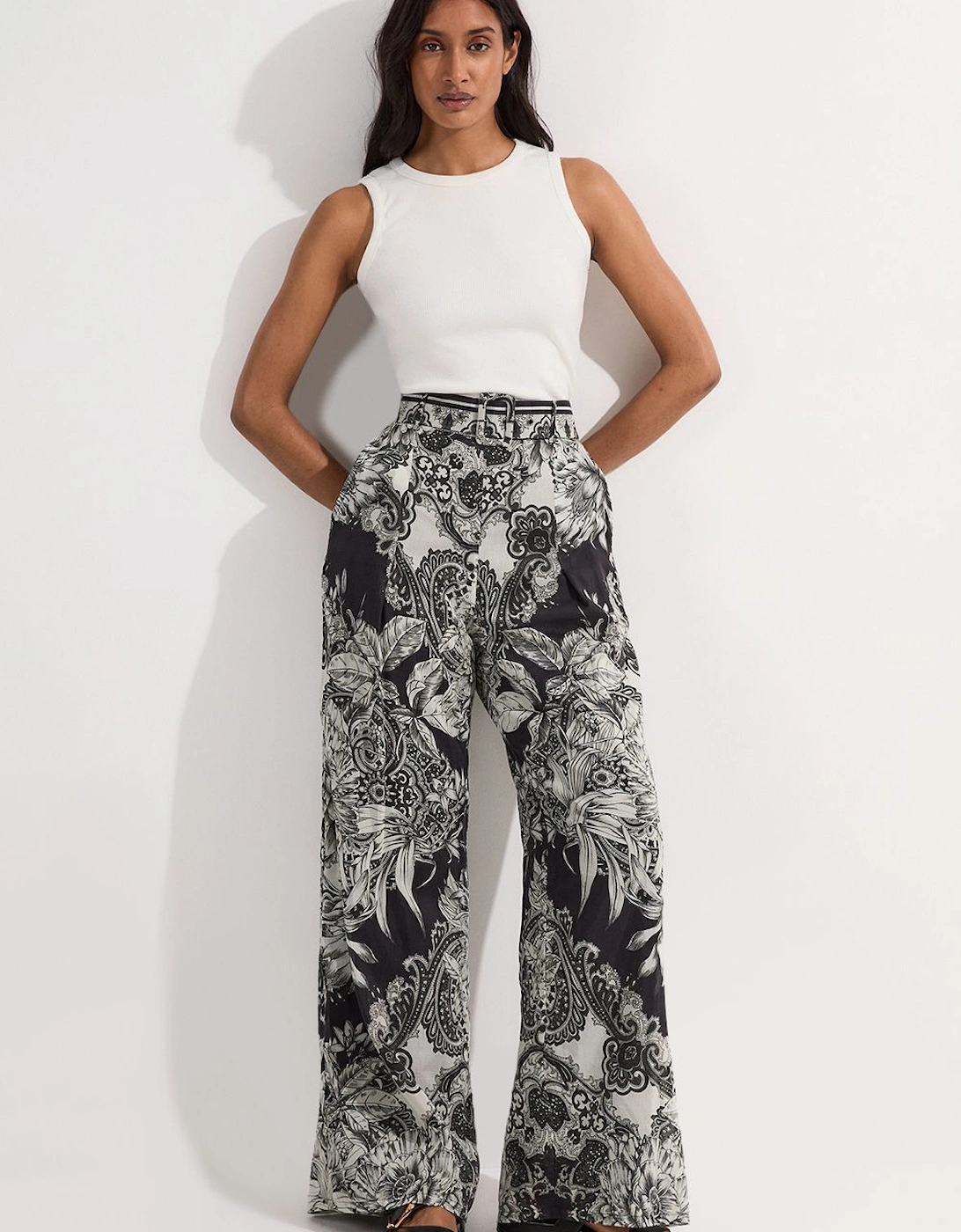 Tile Silk Cotton Woven High Waisted Trouser, 2 of 1