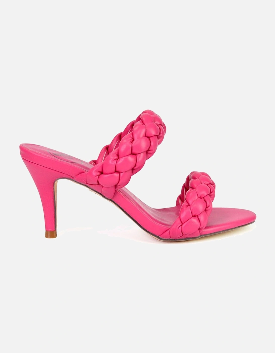 'Marsha' Square Toe Woven Strap Sandals Mid High Heel Mules, 2 of 1