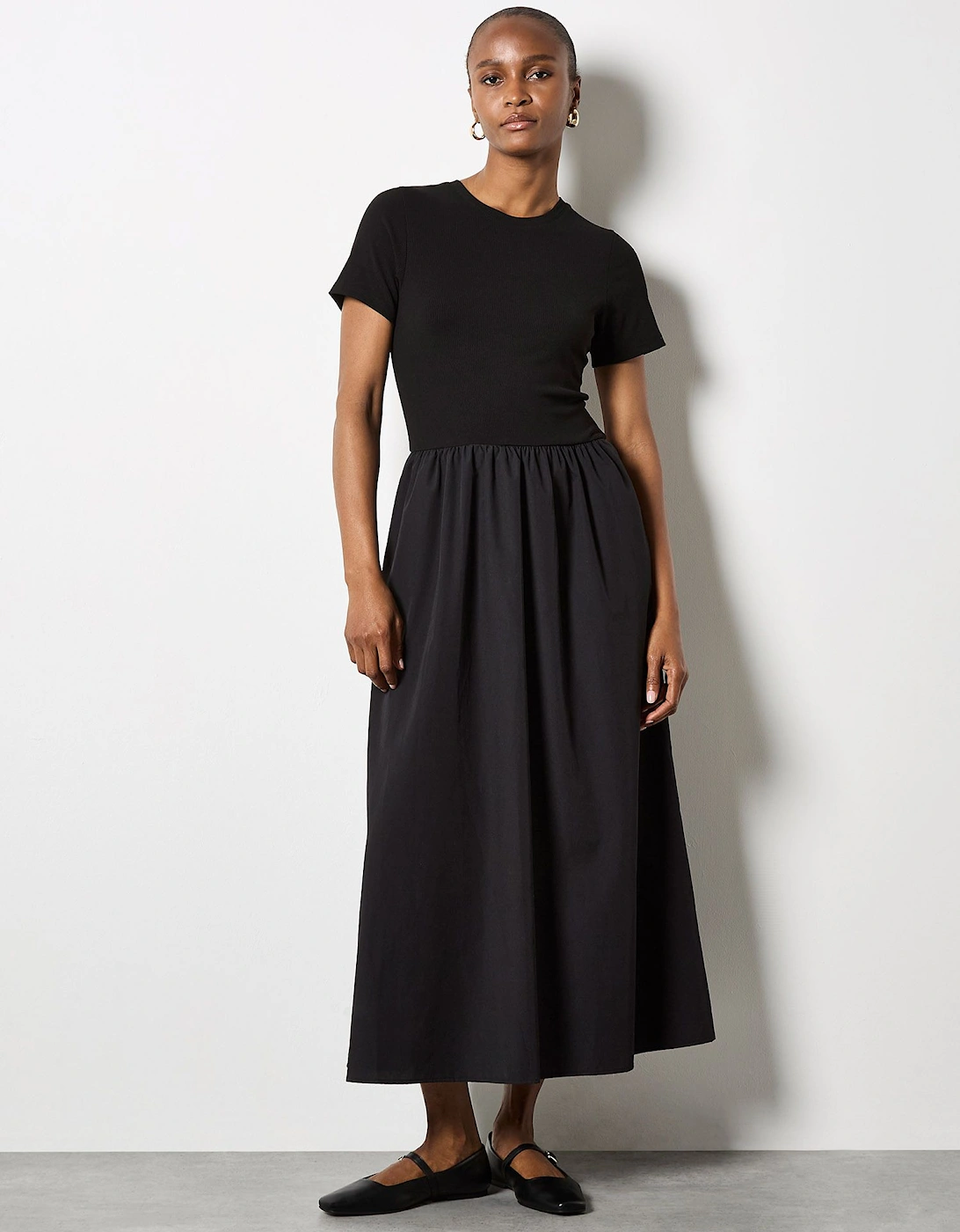 Ribbed Knit Top Fit And Flare Midi Dress, 2 of 1