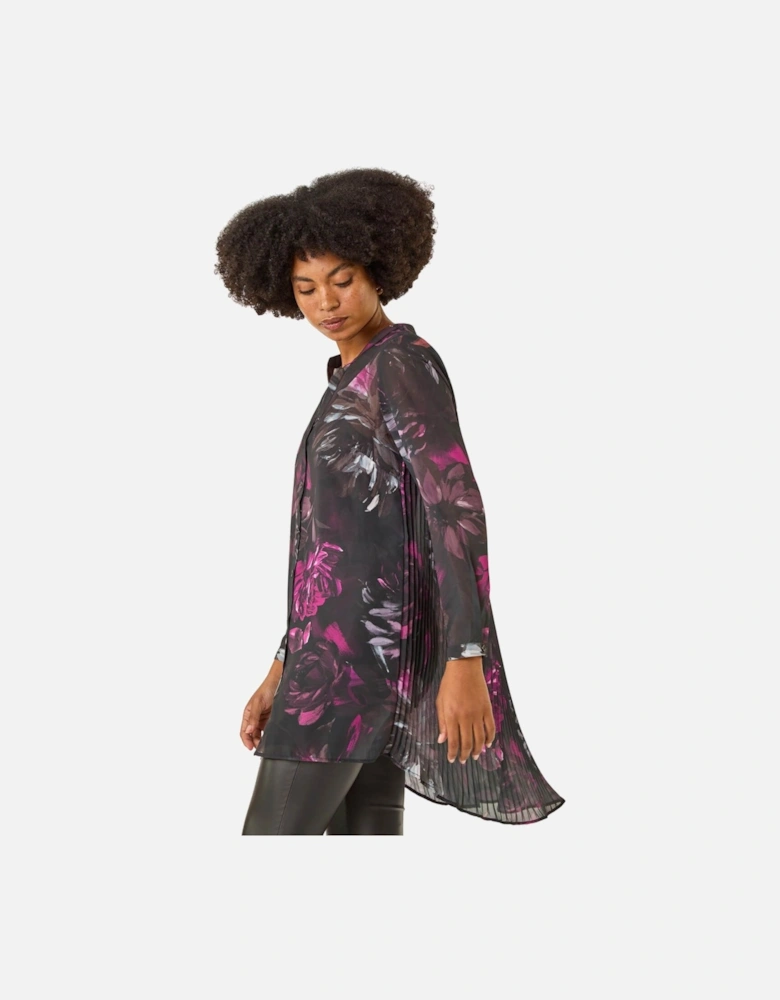 Floral Print Pleated Back Blouse