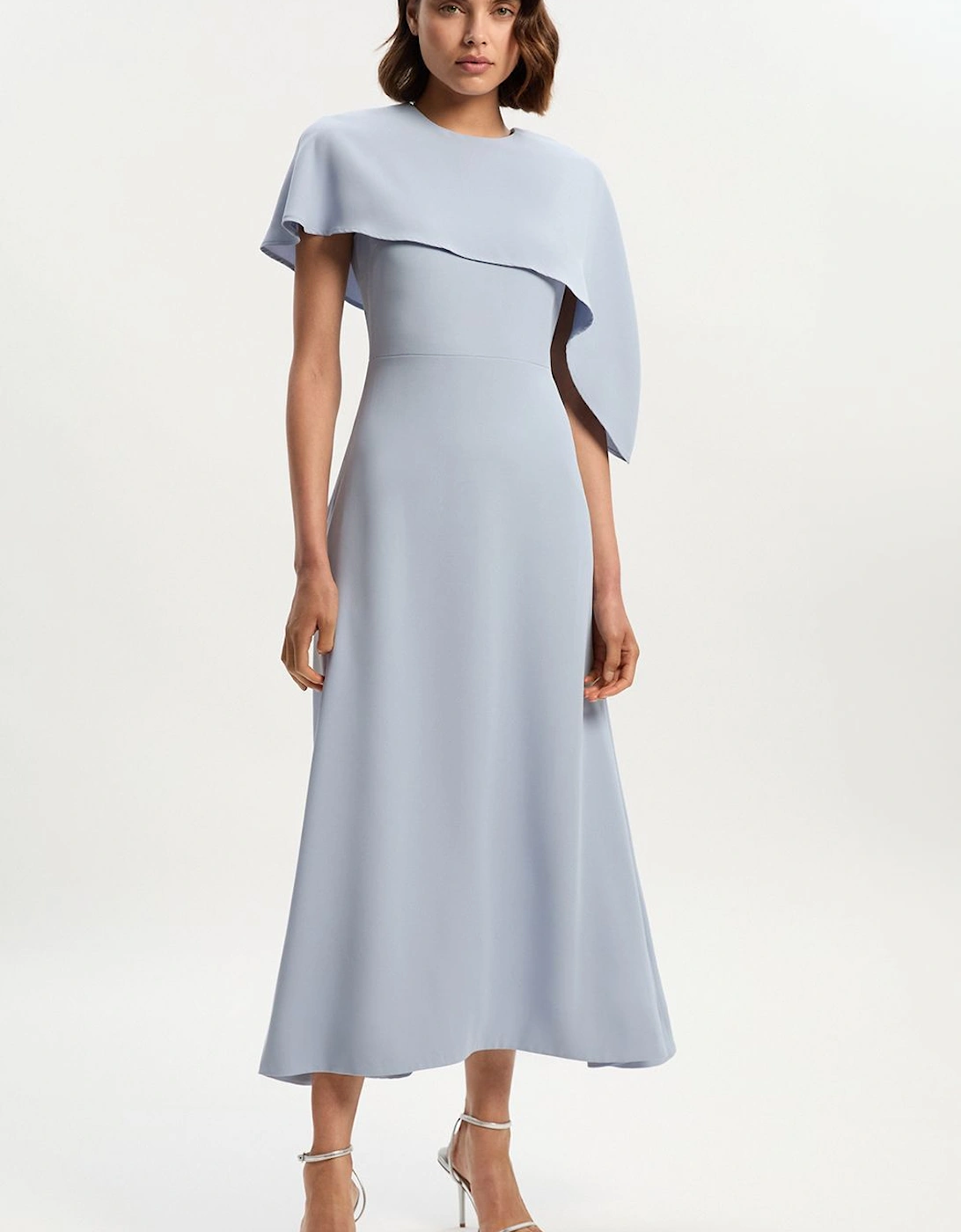 Soft Tailored Cape Detail Tailored Midi Dress, 2 of 1