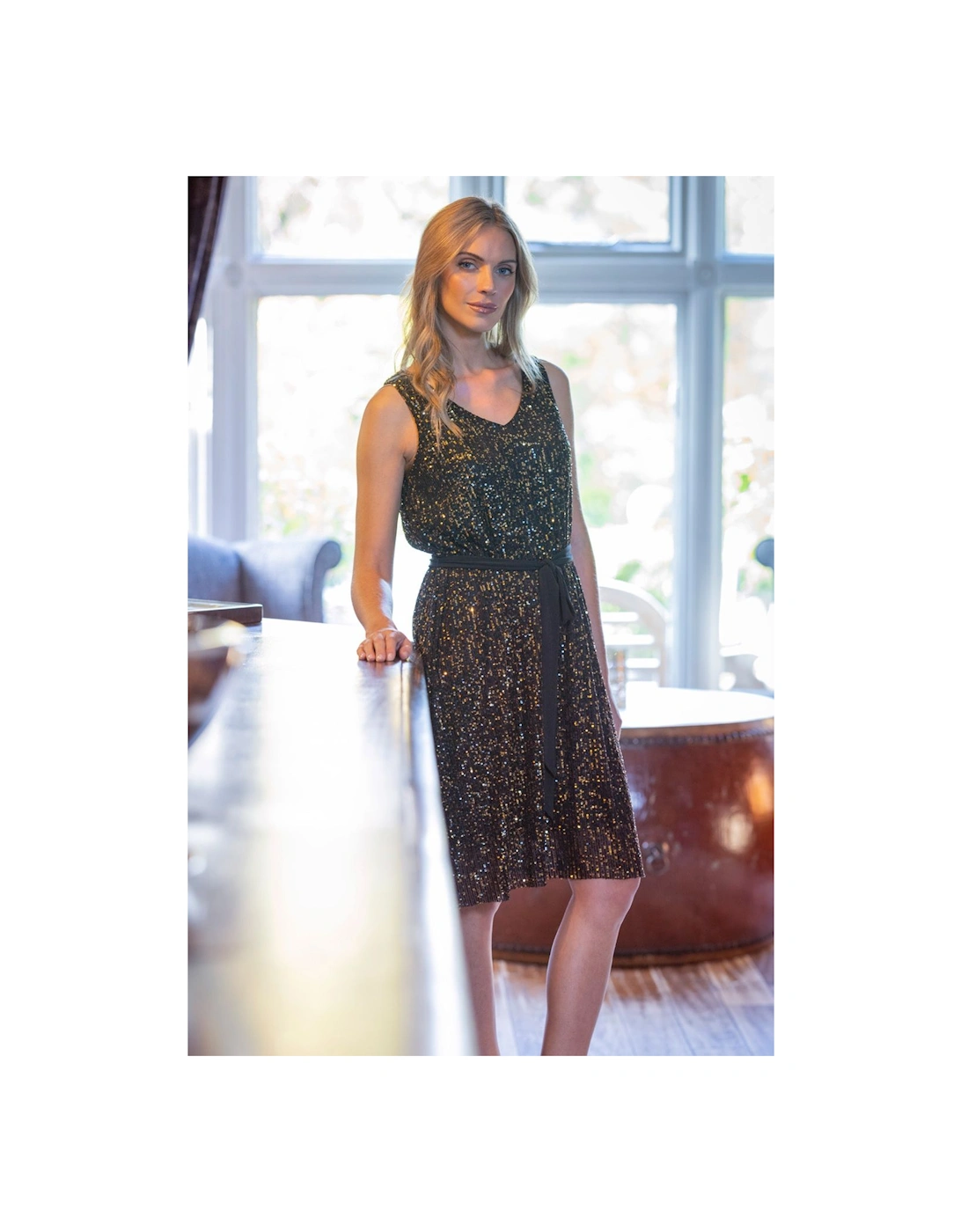 Sequinned Mesh Shift Dress, 2 of 1