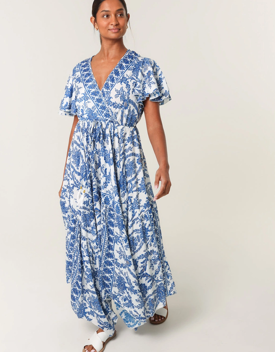 Navy Asymmetric Hem Wrap Dress, 2 of 1