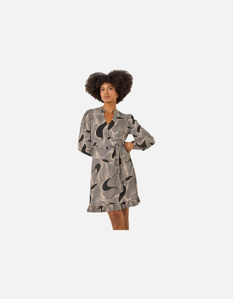 Abstract Linear Print Stretch Dress