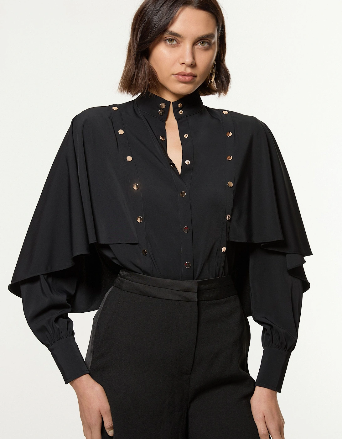 Studded Crepe Cape Sleeve Woven Blouse, 2 of 1