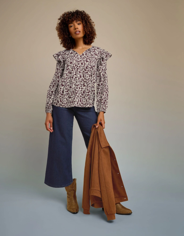 Floral Print Tie Neck Blouse