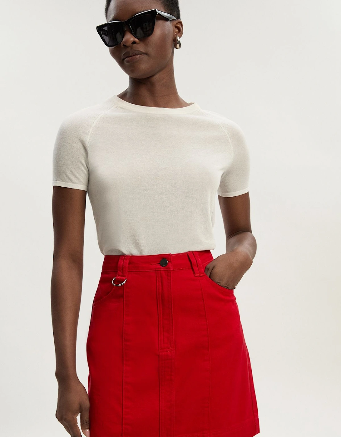 Denim Seamed Mini Skirt, 2 of 1