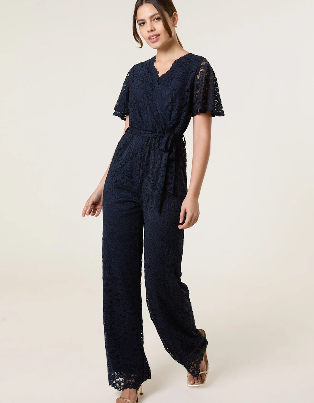 Navy Lace Wrap Over Jumpsuit, 2 of 1