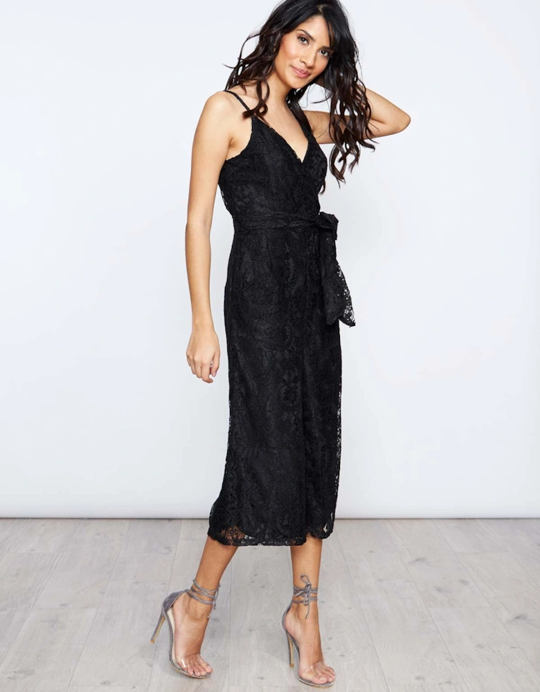 Lace Wrap Cropped Jumpsuit