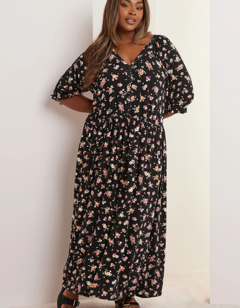 Floral Tie Front Maxi Dress