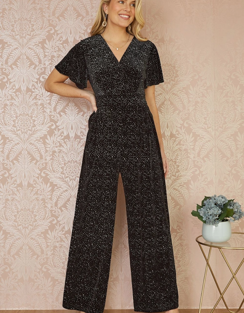 Black Sparkle Velvet Jumpsuit