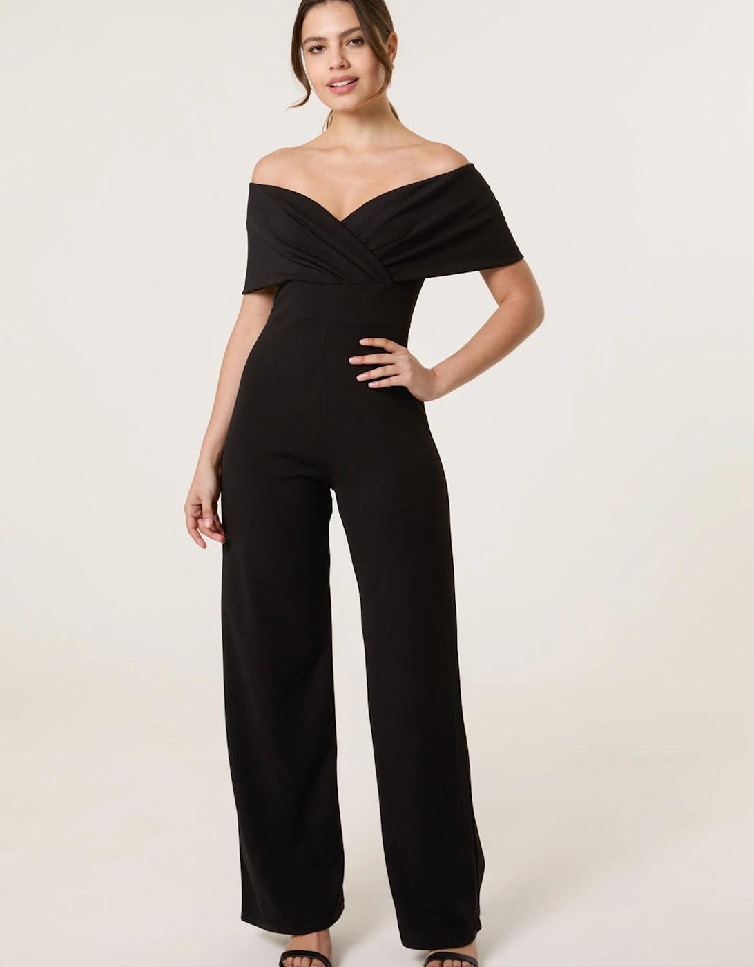 Black Bardot Wrap Jumpsuit, 2 of 1