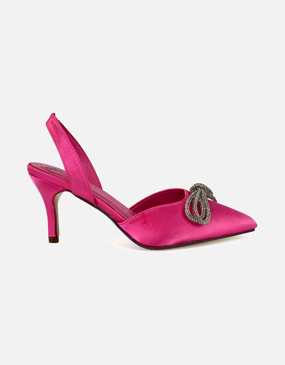 'Marinah' Slingback Diamante Bow Low Heel Court Shoes, 2 of 1