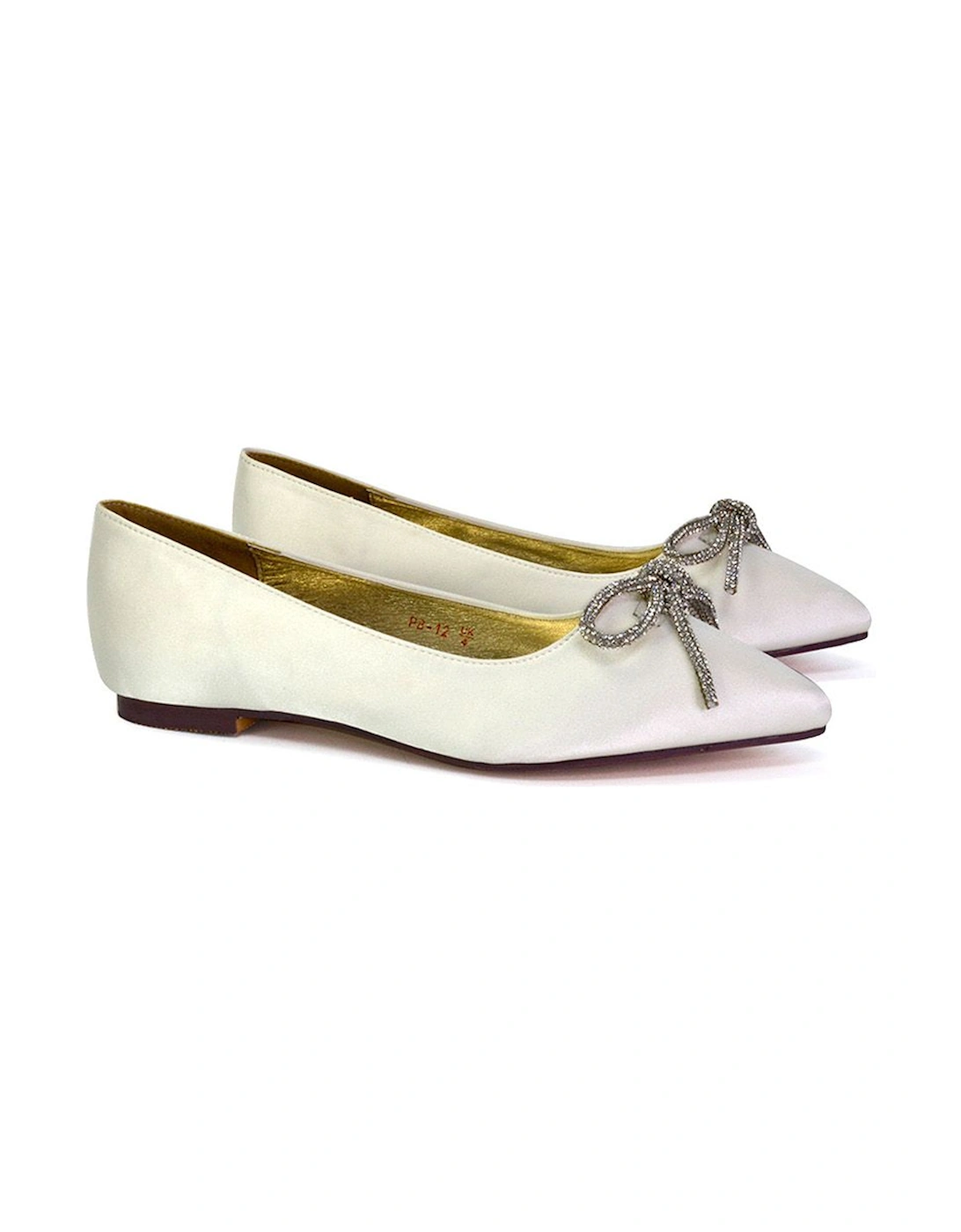 'Blossom' Diamante Bow Detail Pointed Toe Ballerina Pumps, 2 of 1