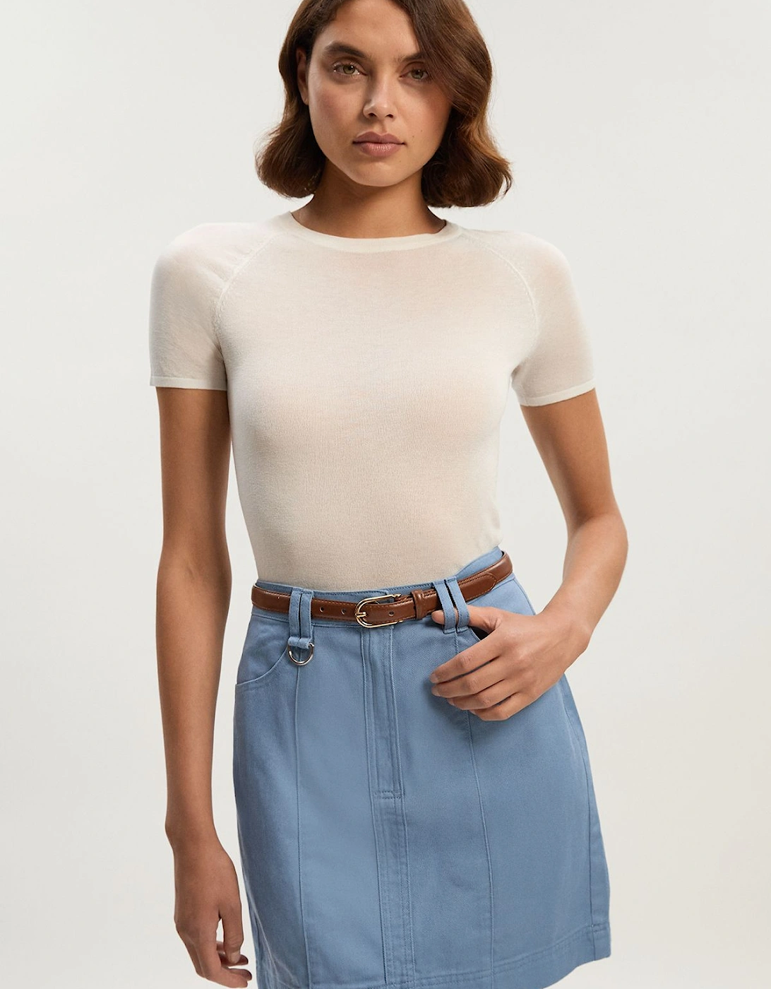 Denim Seamed Mini Skirt, 2 of 1