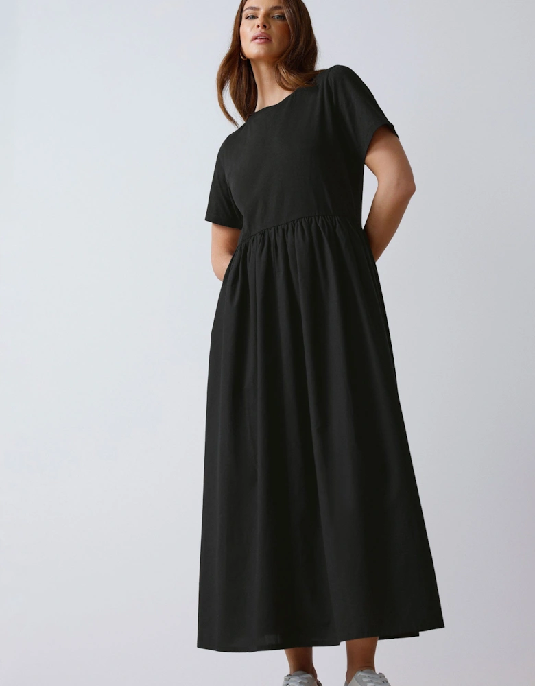 Short Sleeve Cotton Midi Dress