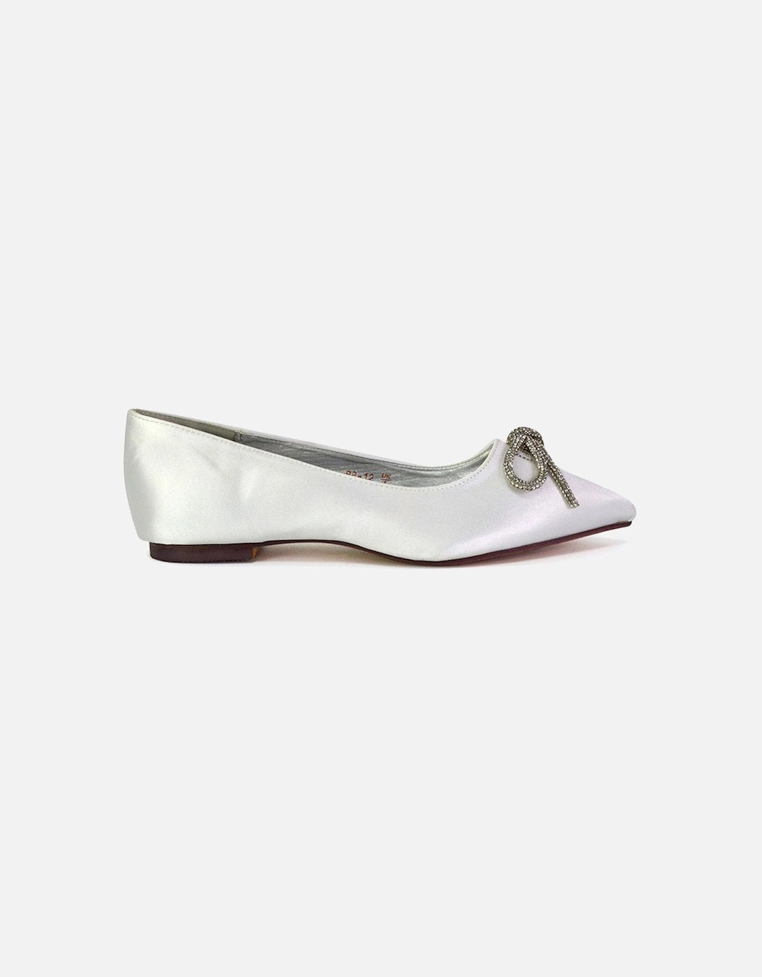 'Blossom' Diamante Bow Detail Pointed Toe Ballerina Pumps, 2 of 1