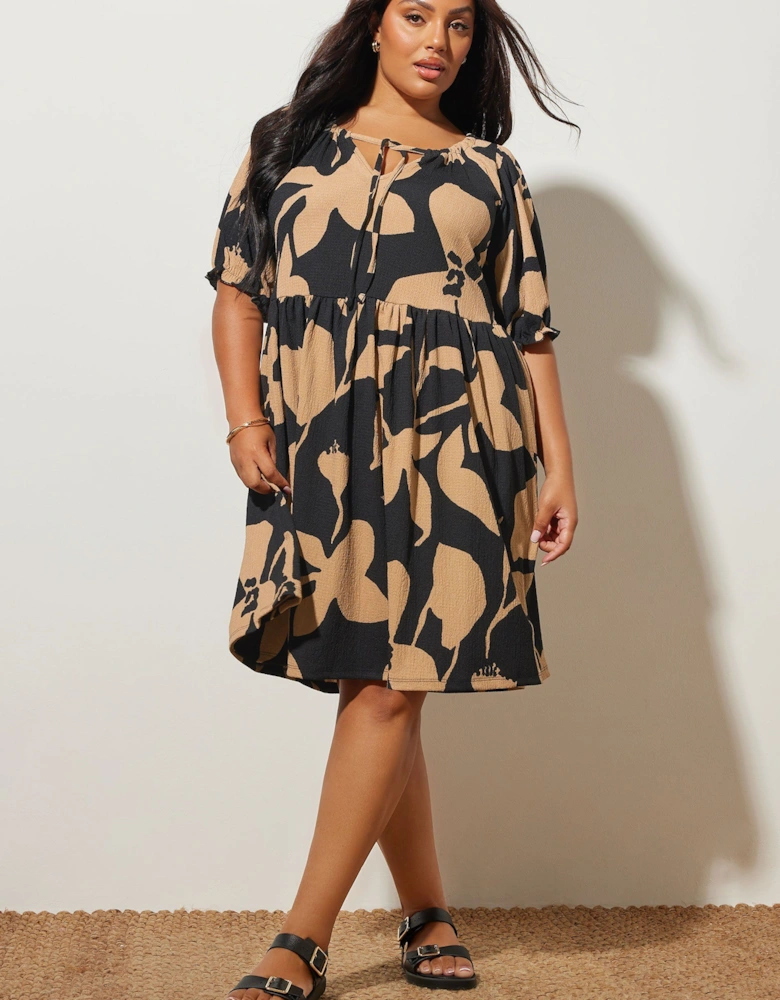 Floral Tie Neck Mini Dress