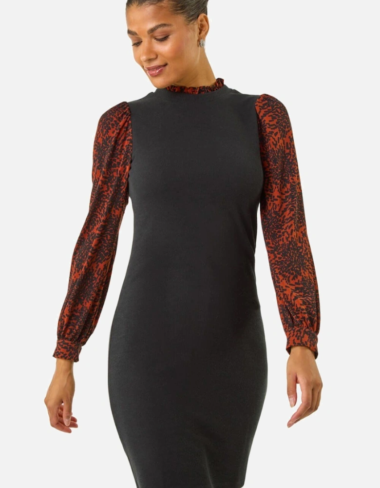 Contrast Print Knitted Dress