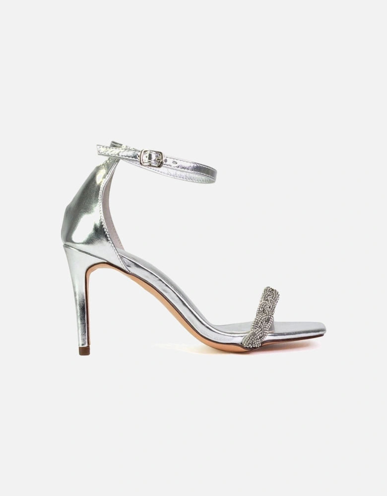 'Peyton' Diamante Strappy Party Square Toe Mid High Heel Stiletto Sandals